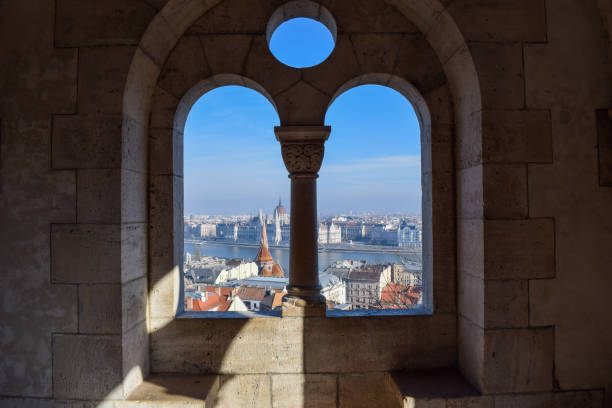 istock Window view of Budapest Parlement Building 1403993339