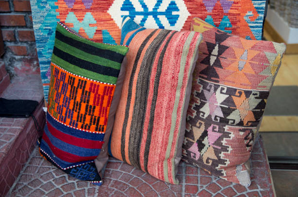 istock Colorful pillows in market in Turkey 1403993706