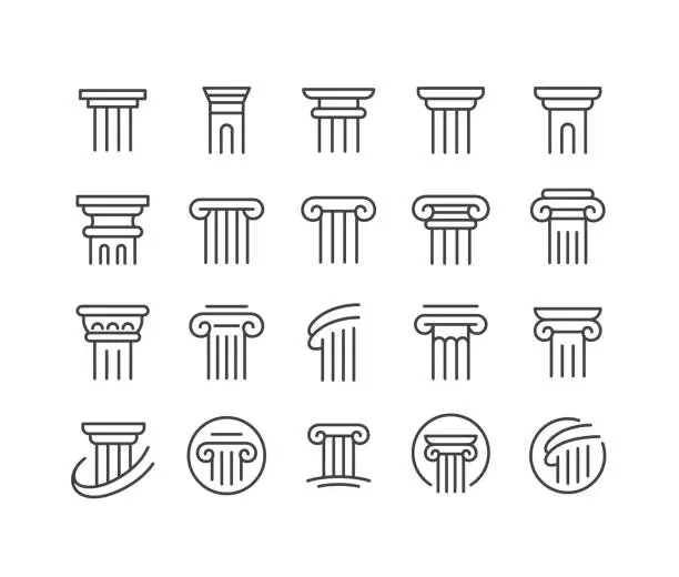 Vector illustration of Column Icons - Classic Line Series