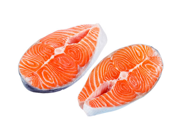 istock raw fish salmon steak, fillet, slice isolated on white background 1403994415