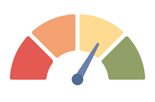 Credit score icon. Speedometer sign. Vector