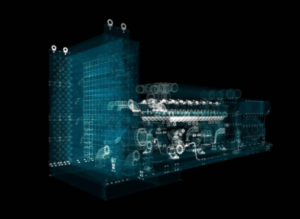 istock Hologram Large industrial Diesel generator. Energy Concept 1403995307