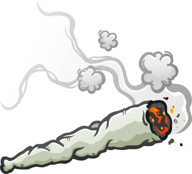 Marijuana Burning Joint Cartoon Smoking rolled marijuana joint burning cartoon vector illustration blunt stock illustrations