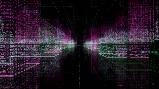 istock Abstract hologram 3D city with digital buildings 1403995447