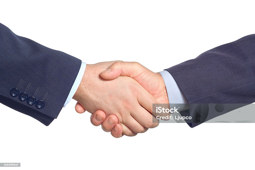 Business handshake Business handshake against white background Handshake Stock Photo