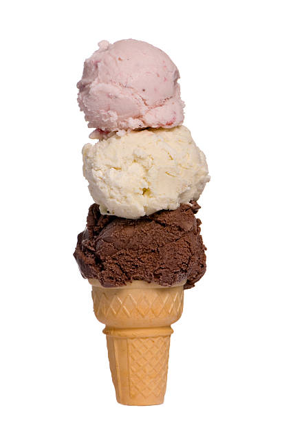 istock Three scoops of different ice cream in a cone 140399660
