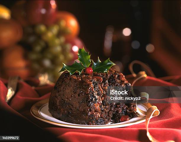 Christmas Pudding Stock Photo - Download Image Now - Christmas Pudding, Holly, Color Image