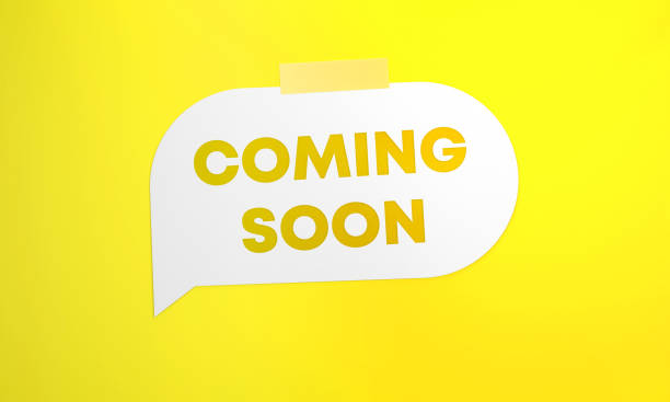 istock Coming Soon Written White Speech Bubble On Yellow Background 1403997058