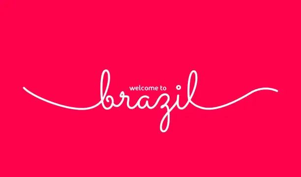 Vector illustration of Brazil is the most visited country in the world. Handwriting country name.