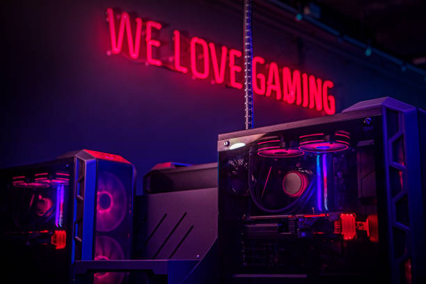 istock Esports Gaming computer room and lights 1403999639