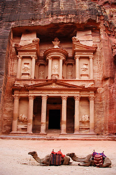 istock The Treasury with two camels in front, Petra, Jordan 140400428