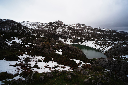 Photo of a winter landscape in the Picos de Europa National Park in Astúrias, North of Spain.
