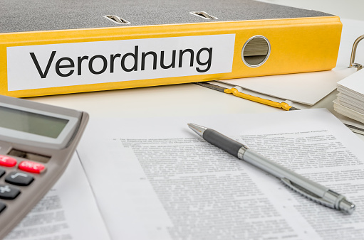 Folder with the label Ordinance in german - Verordnung