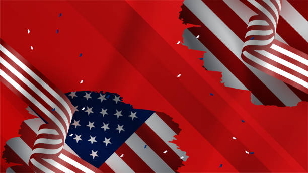 istock Set Of Independence day with different element American red and blue design background 1404007102
