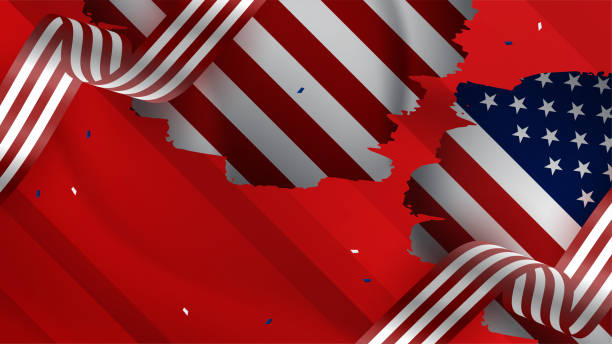 istock Set Of Independence day with different element American red and blue design background 1404007603