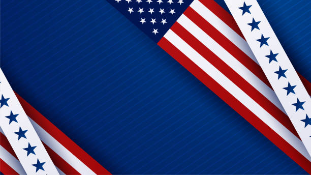 istock Set Of Independence day with different element American red and blue design background 1404010888