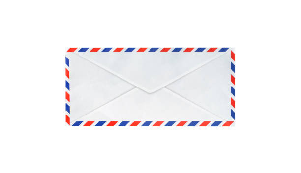 白い背景に封筒を郵送する - air mail mail envelope blank ストックフォトと画像