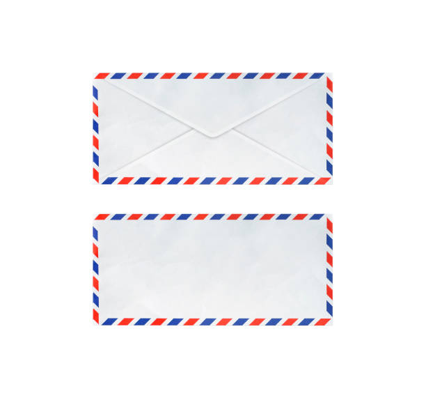 白い背景に封筒を郵送する - air mail mail envelope blank ストックフォトと画像