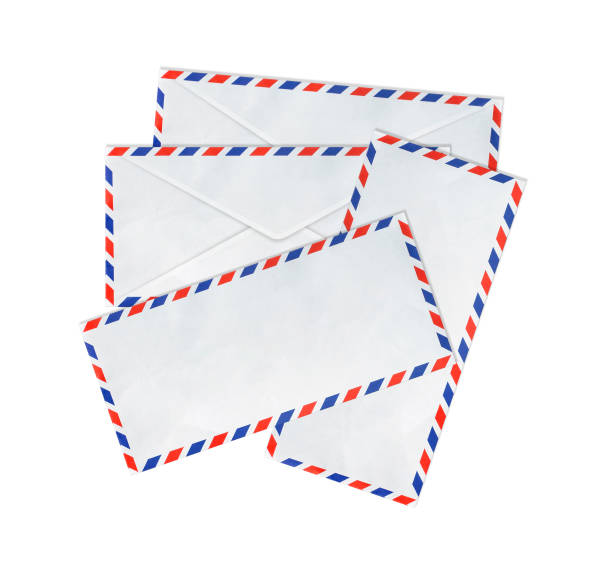 白い背景に封筒を郵送する - air mail mail envelope blank ストックフォトと画像