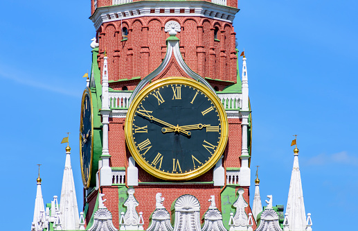 Kuranty (clock) of Spasskaya tower in Moscow Kremlin, Russia