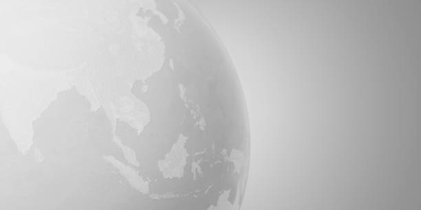 istock Clean white earth globe, rough detailed texture world map design with Asia continent view 3D illustration 1404011528