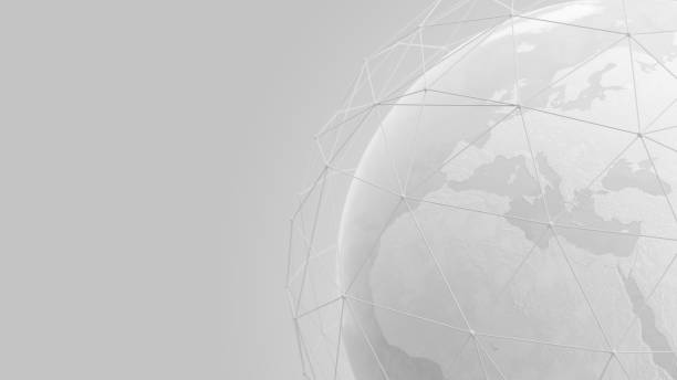 istock White earth globe with wireframe global network connection, detailed world map design for digital internet communication business 3D technology illustration. Elements of this image furnished by NASA 1404011534