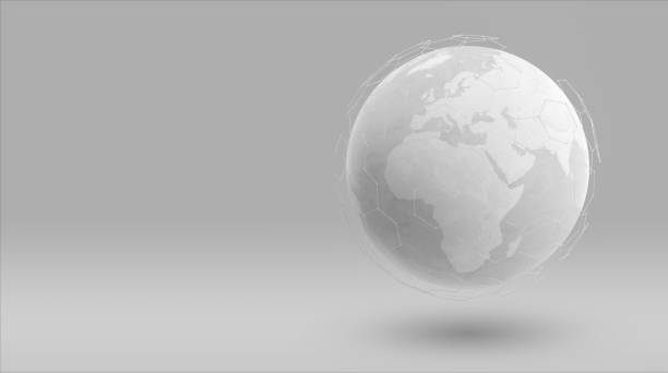 istock White earth globe with wireframe global network connection, detailed world map design for digital internet communication business 3D technology illustration. Elements of this image furnished by NASA 1404011536