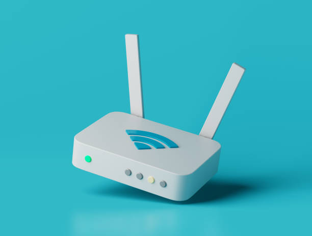 Simple internet wifi router with antennas 3d render illustration. Simple internet wifi router with antennas 3d render illustration. Isolated object on background router stock pictures, royalty-free photos & images