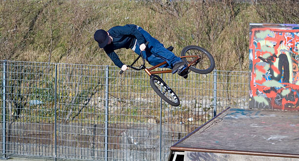 Mountain bicycle Stunt stock photo