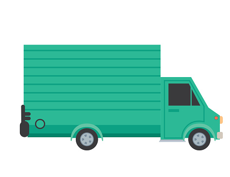Delivery truck in flat colors on a transparent base. (you can place the art on any colored base)