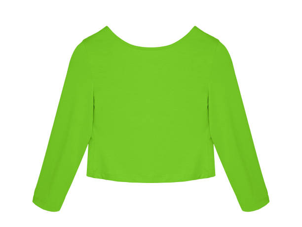 istock Green short blank blouse sweater with long sleeves isolated white 1404016004