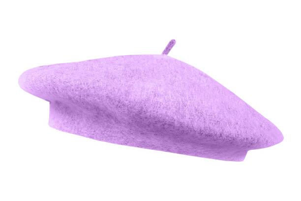 istock Lila violet french cap beret side view isolated on white 1404016006