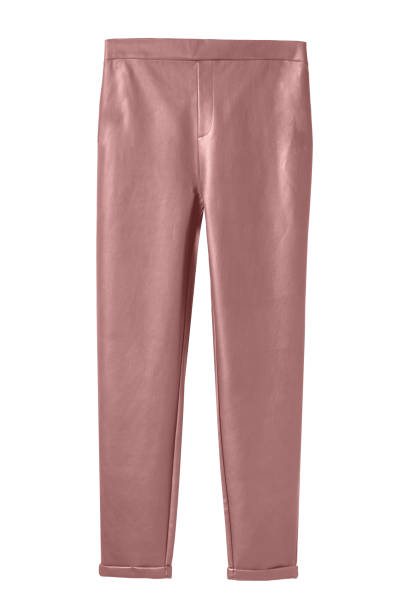 istock Light pale pink leather trousers pants isolated white 1404016016