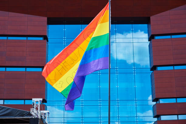 istock LGBTQ rainbow flags on pride demonstration 1404016310