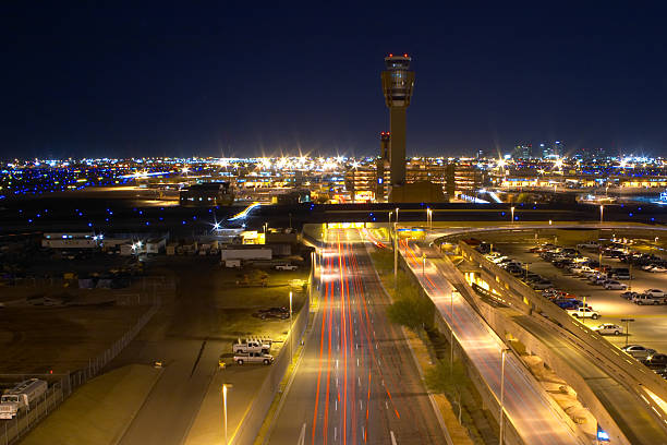 istock Phoenix airport overview at night 140401776