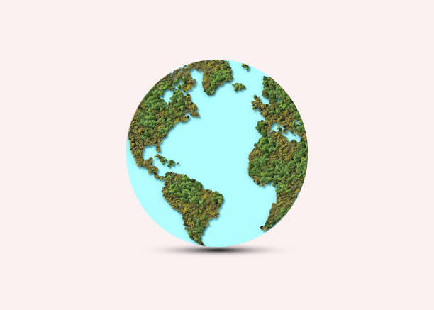 istock 3D Green World Map- Forest and mountain shape of world map isolated on white background. 1404019141