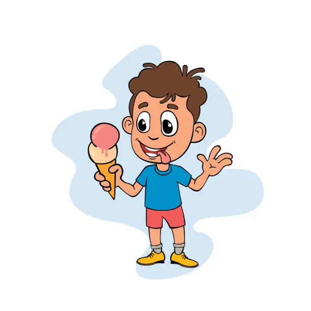 Vector illustration of Ice Cream and boy