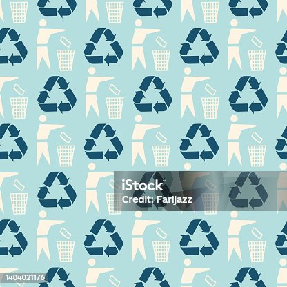 istock Recycling Waste Bin Symbols Vector Seamless Pattern 1404021176