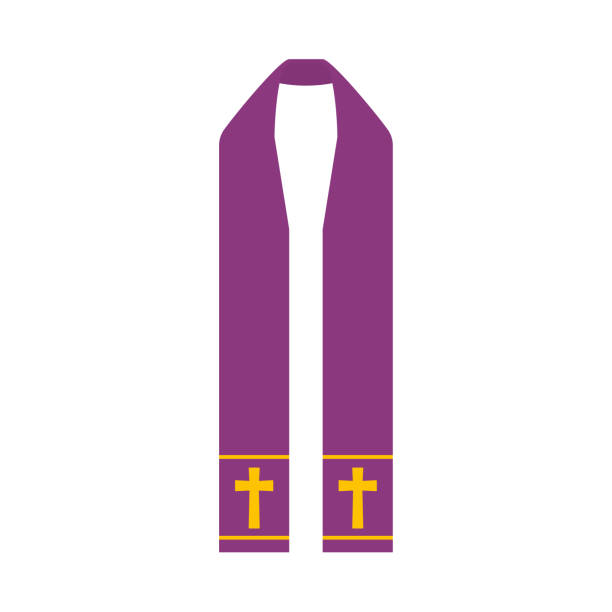 ilustrações, clipart, desenhos animados e ícones de purlpe priest roubou com ilustração cross-vector - penance