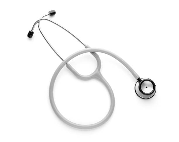 istock Stethoscope isolated on white, top view. Medical object 1404023701