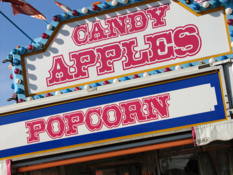 Candy Apples and Popcorn sign