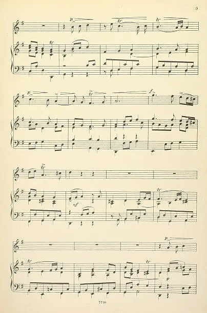 Old yellowed sheet music for piano and vocals, no lyrics