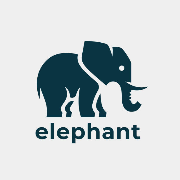 Friendly elephant vector icon Friendly elephant icon. Wild animal tusk and trunk sign. Simple African wildlife symbol. Vector illustration. elephant logo stock illustrations