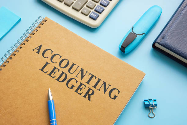 istock Accounting ledger, notepad and calculator on the desk. 1404029777