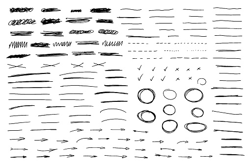 Vector pen marker shapes. Carefully layered and grouped for easy editing.