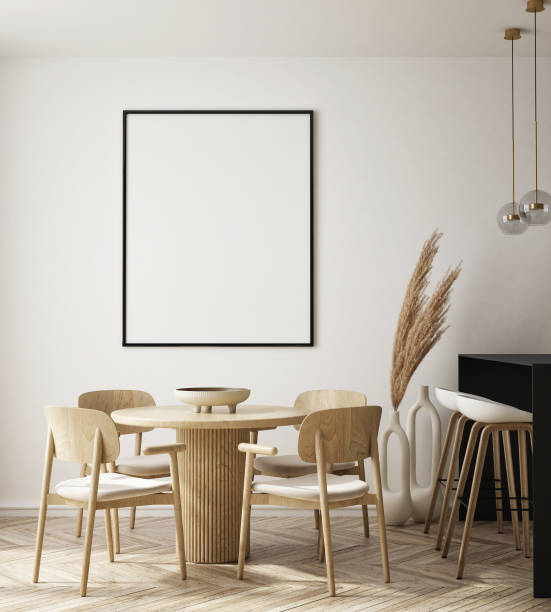 istock mock up poster frame in modern interior background, living room, Scandinavian style, 3D render, 3D illustration 1404031081