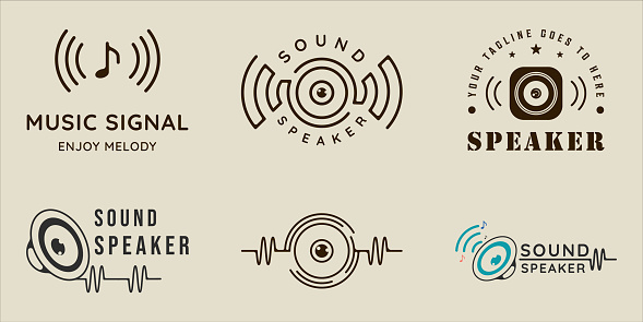 set of sound speaker  line vintage vector illustration template icon graphic design. bundle collection of various music sign or symbol