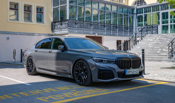 Celje, Slovenia - May 13, 2022: A picture of a gray BMW 7 Series 760Li.