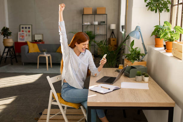 istock Female freelancer working comfortably from home 1404031607