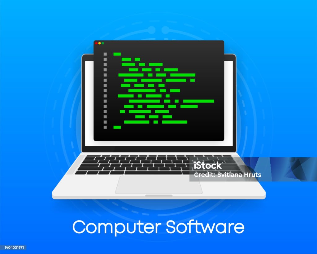Software Development And Programming Program Code On Laptop Screen ...
